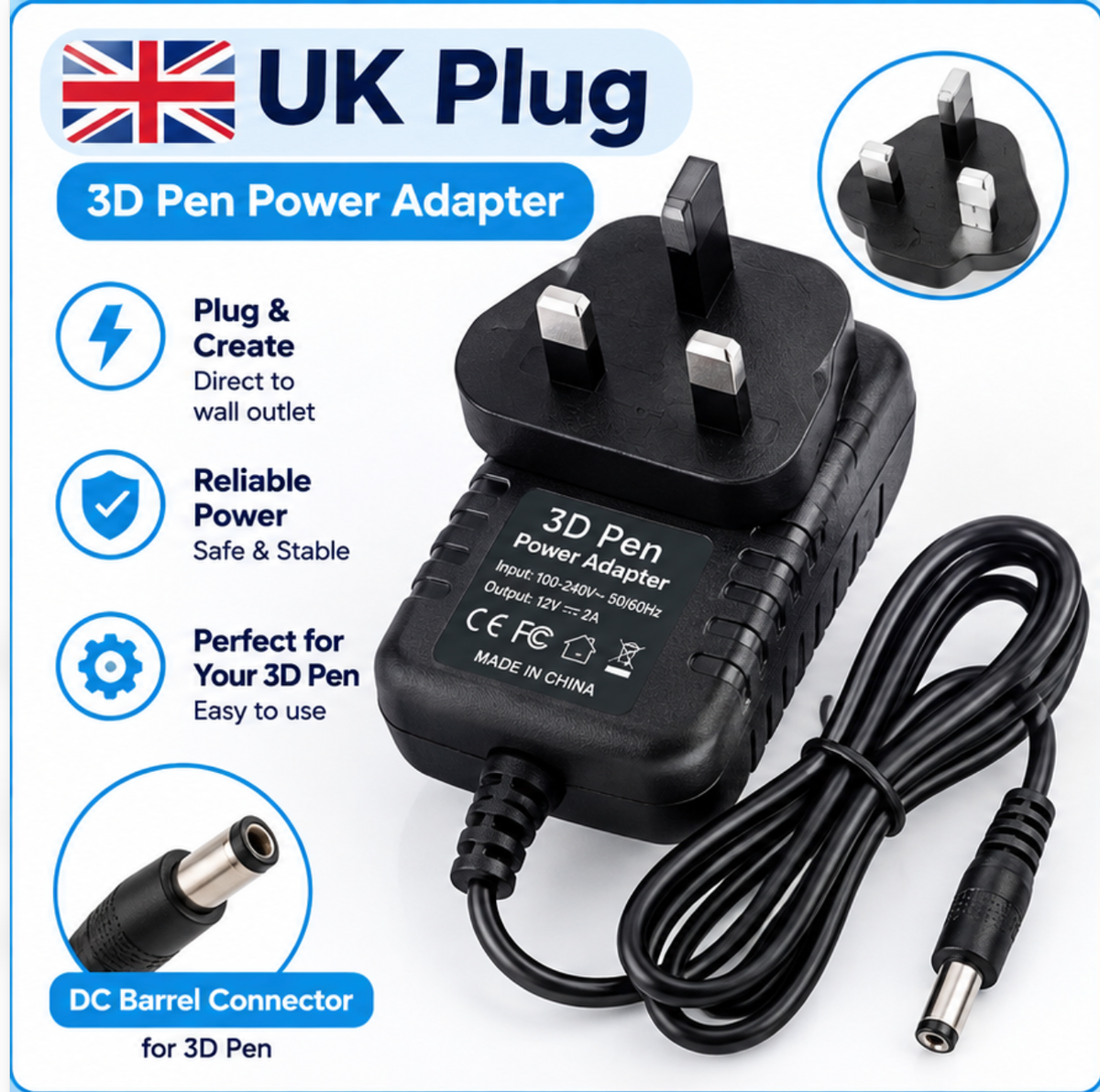 3D Pen™ Power Adapter – Convenient Wall Charger